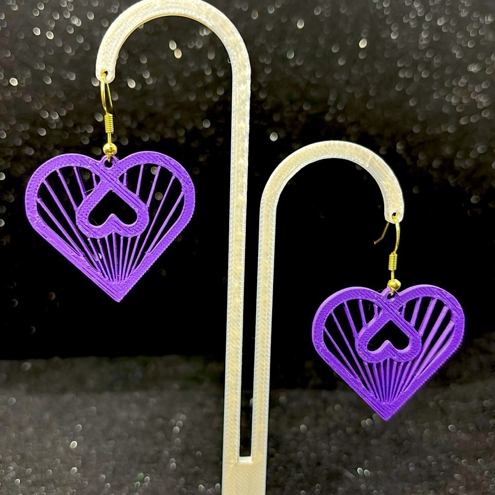 Purple Heart Earrings - Picture 5 of 5